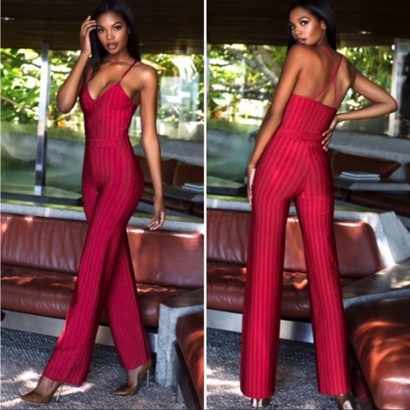 HOUSE OF CB 'Devi' Red Strappy Bandage Jumpsuit NWOT - Picture 8 of 9